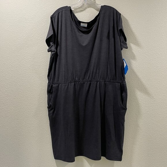 (NWT) COLUMBIA "Pacific Haze" Elastic Drop Waist T-Shirt Dress, Dark Gray - 2X - Picture 1 of 11